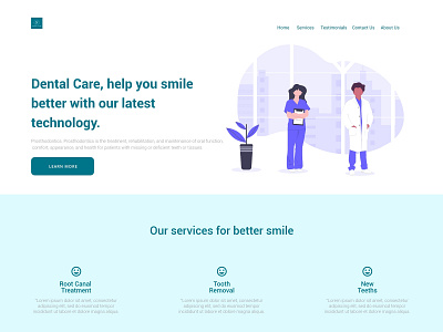 Dental Hospital Web Design design flat illustration minimal design minimalism ui ux vector web desgin web designer webdesign website design