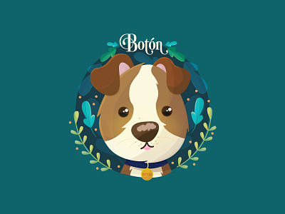 Botón (button) cute dog illustration kawaii portrait puppy rescued dog vector