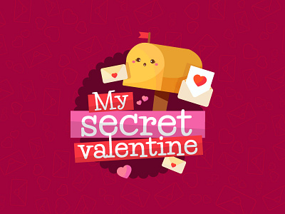 My Secret Valentine cute flat heart kawaii letter logo mailbox san valentin valentine valentines