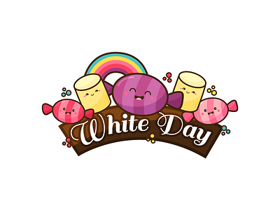 White Day Japan candy celebration cute illustration japan kawaii logo marshmallow rainbow sweet vector white day