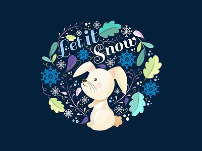 Let it snow for Freepik bunny cold cute flat freepik illustration leaves. snow. vector rabbit winter