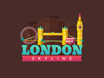London Skyline for Freepik big ben bridge city england flat illustration london london eye londres skyline vector