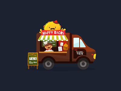 Food Truck for Freepik car cute flat food food truck illustration kawaii mexican tacos truck vector