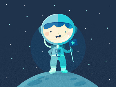 My little astronaut for Freepik astronaut blue boy cute flat freepik illustration kawaii kid moon space stars vector