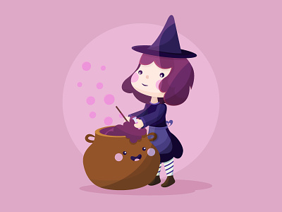 It's Halloween, witches! cute flat freepik halloween illustration kawaii potion vector witch