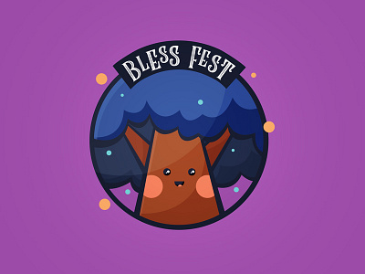 Bless Fest Japan bless blessings blue branding cute elder elderly flat illustration illustrator japan kawaii logo tree vector