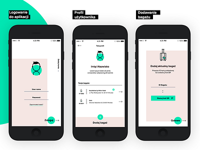 Baggage tracking. Concept app. app design green icon mobile mobile app studiokolektyw ui ux