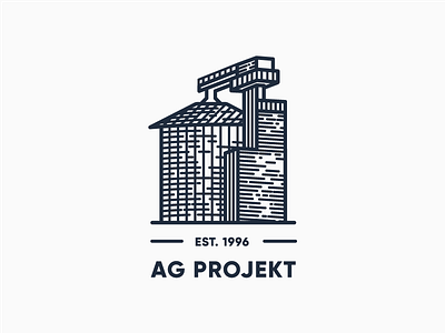 Logo AG Projekt agriculture branding construction design drying grain line linework logo silo storage