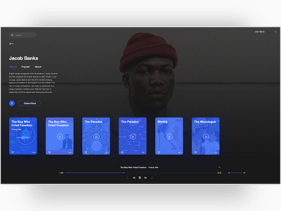 Music App album app blue dark design interface music play player sound ui ux