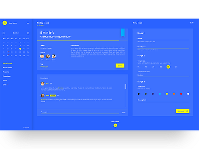 Task Management ui/ux design blue calendar dashboard design interface job planner task time ui ux web