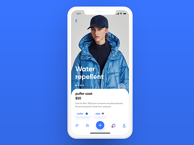 Clothes shop - product app apple blue clothes coat design ios iphone shop store ui ux