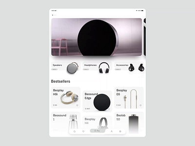Bang&Olufsen iPad e-commerce app app branding category design e commerce icon ipad mobile app motion design navbar shop ui ux video