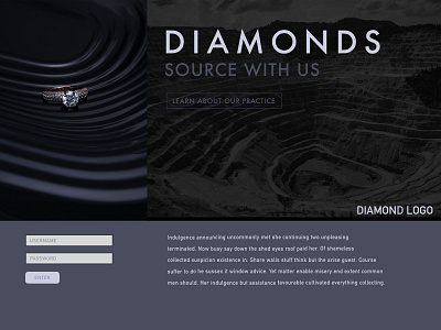Sharpen Daily Design Practice - Promo website for Diamond Mine branding daily design challenge daily ui dark design diamond diamonds illustration sharpen ui website