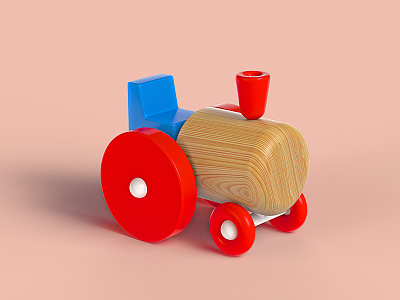 Toy tractor 3d render toy tractor