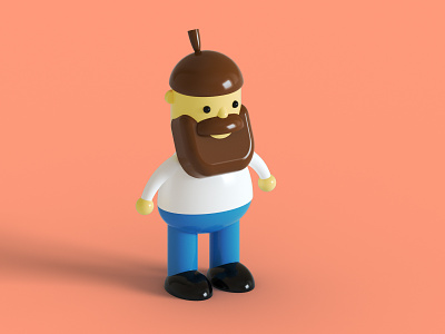 Bearded man 3d beard man mascot render toy