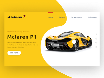 Website Concept, Mclaren P1 car fast faster hypercar website website concept website design yellow