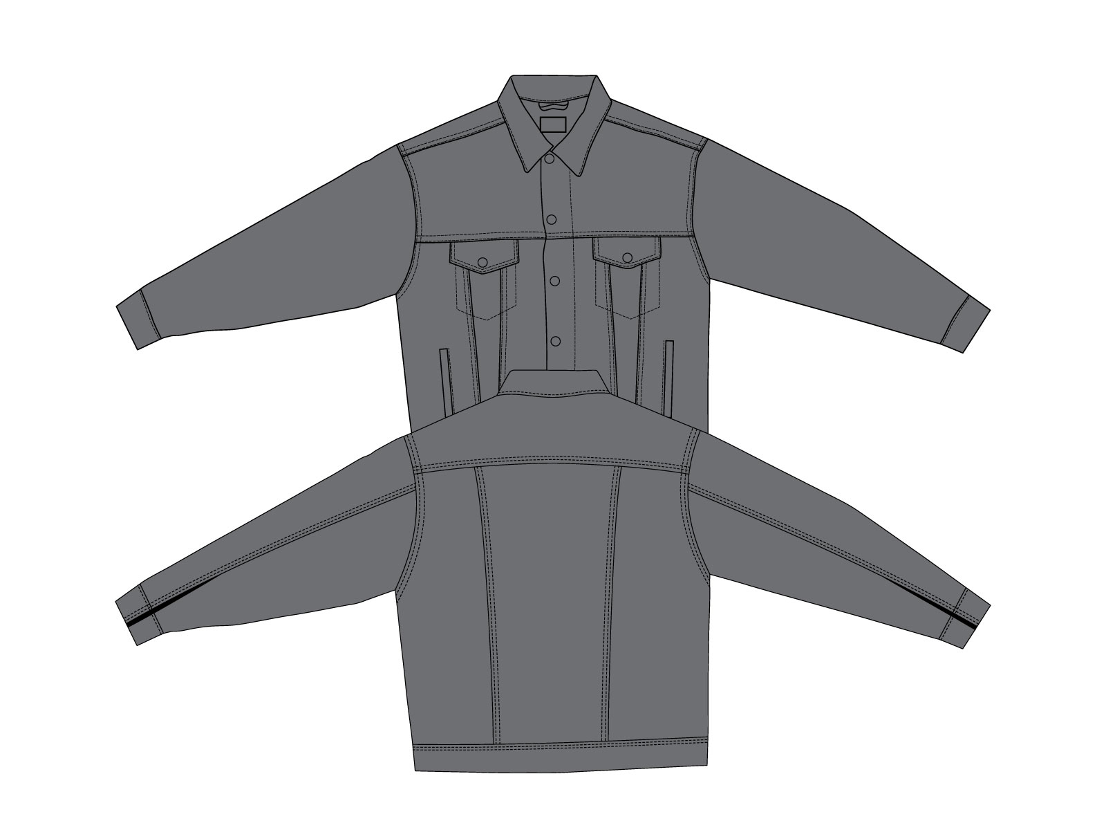 Trucker Jacket CAD / Tech Pack by Eric Hammersmith on Dribbble