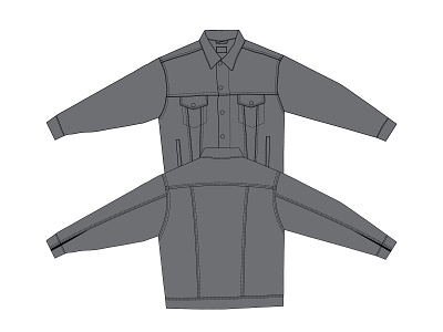 Trucker Jacket CAD / Tech Pack apparel apparel design brand design illustration jacket kentucky louisville manufacturing merch merchandise streetwear technical design trucker vector