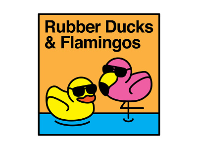 Rubber Ducks & Flamingos Logo and Podcast Cover branding comedy digital design flamingos graphic illustration kentucky logo louisville podcast print design rubber ducks stickers summer vibes