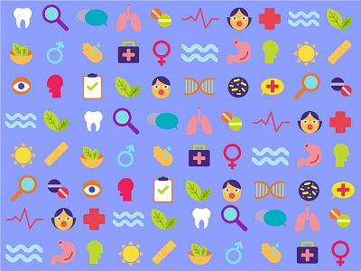 Healthy pattern flat health icons illustration vector
