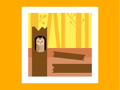 Quercus Quizz color illustration owl trees ui vector