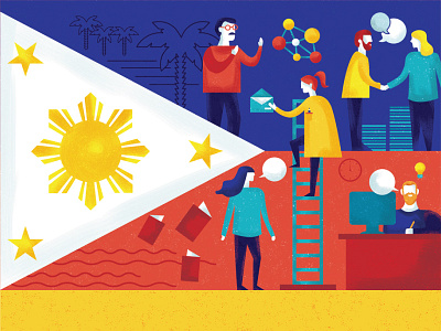 Philippines — Editorial Illustration building editorial emotions illustration philippines skills team texture vector