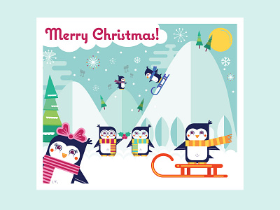 Christmas Penguins christmas cute flat free freebie freitas ninai penguins ui vector