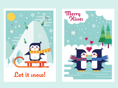 Christmas Penguins christmas cute flat free freebie freitas ninai penguins ui vector