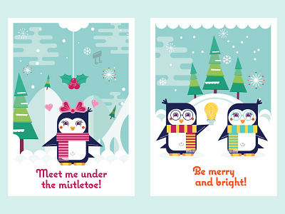 Christmas Penguins christmas cute flat free freebie freitas ninai penguins ui vector