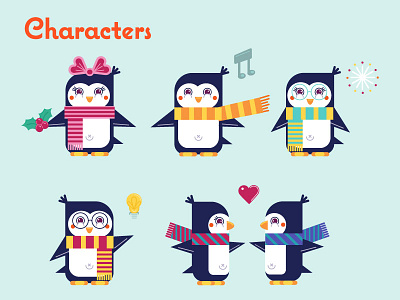 Christmas Penguins christmas cute flat free freebie freitas ninai penguins ui vector