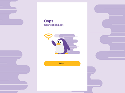 Sad Pigu - Connection Lost adobe connection cute cute animal error illustration mobile mobile app purple sad vector