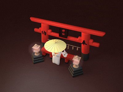⛩ art c4d design japan japanese culture shrine torii umbrella