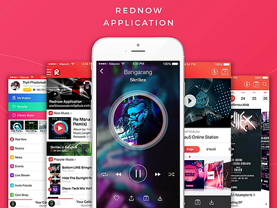 Red Now android app application ios iphone music player ui ux