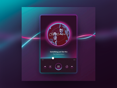 Music User Interface design music neon ui