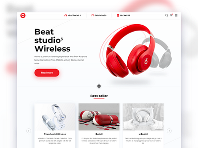 Beat studio beat cool design headphone interface nice red ui user web