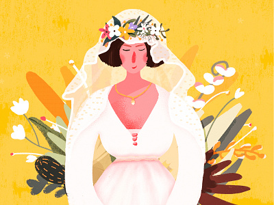 My wedding dress bride illustration ui wedding yellow 插画