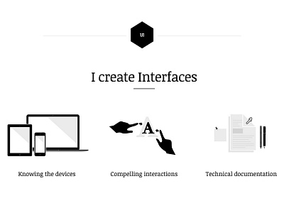 What I Do black devices documentation icons interactions minimal responsive white