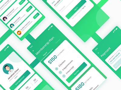 Medical checkup app concept adobe xd app app design checkup daily ui design gradient color green health interface ios iphonex list medical medical app trending ui ux