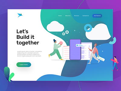 Start Up Landing Page UI - Header Design header design header illustration hero banner homepage illustration landing page ui uiux ux design website