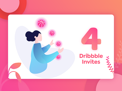 4 Dribbble intivation! adobe xd design dribbble four graphic design identity illustration interface invite trending ui ux vector work