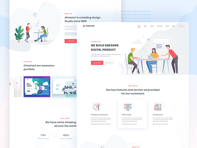 Digital agency landing page adobe xd clean app design digitalagency flat illustration landing page lettering minimal team trending typogaphy ui ux vector web website webui