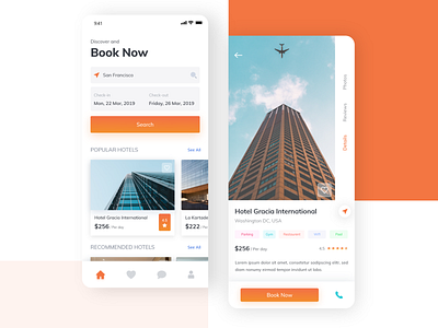 Hotel booking app UI