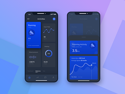 Fitness Tracking app_dark mode by TechCare™ Inc on Dribbble