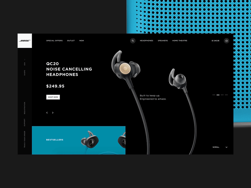 Bose ecommerce website main product headphones video slider ecommerce grid motion onepage principle slider ui ux video website