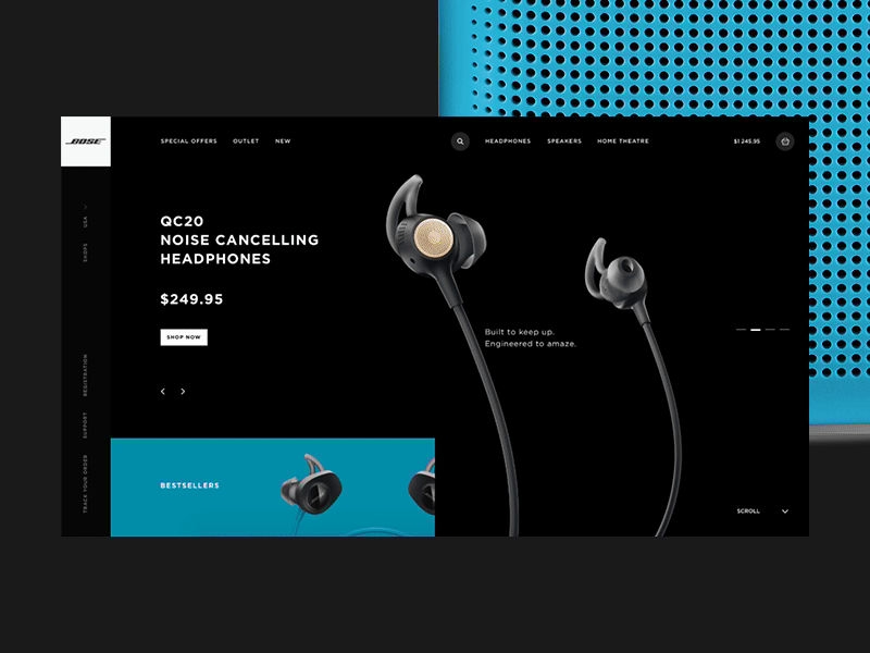 Bose ecommerce website main product headphones video slider