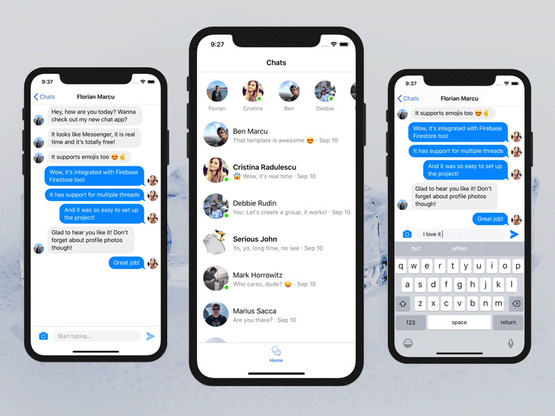 Swift iOS Chat App Template by iOS App Templates on Dribbble