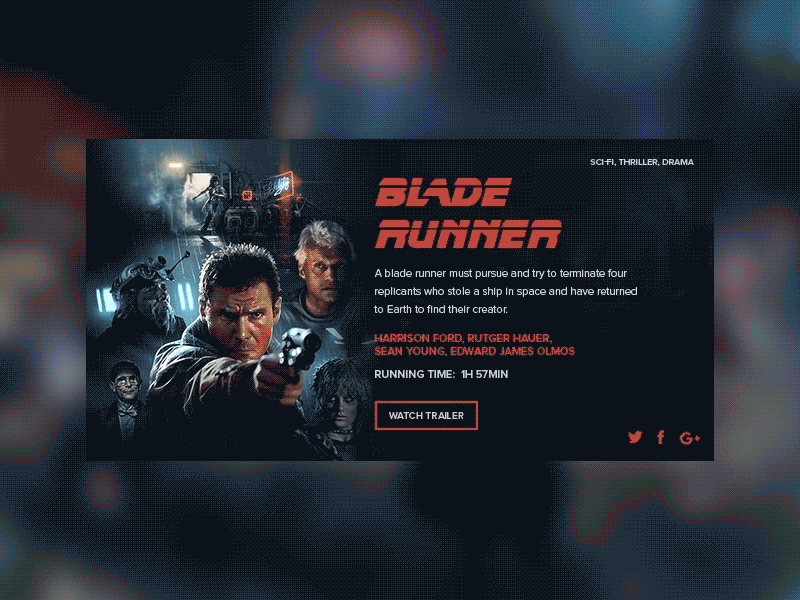 Movie Dashboard - Blade Runner blade dashboard layout movie poster runner sci fi ui ux web widget