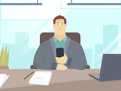 Boss in the office character flat illustration motion vector