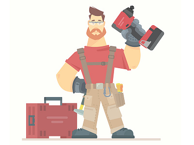 Construction worker character character diy flat illustration tools