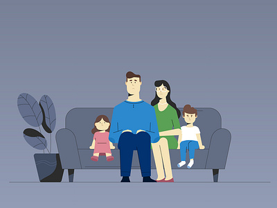 Family animation character characters design flat illustration motion style vector